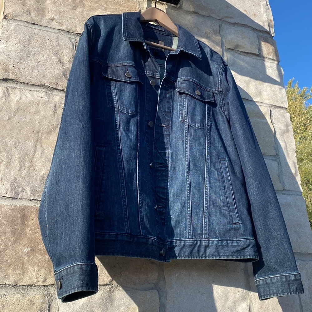 Mens Banana Republic Dark Denim Jean Jacket Button Down Large New Condition - Picture 11 of 11
